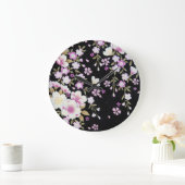 Kaskadierende rosa Blume Große Wanduhr (Zuhause)