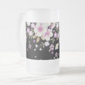 Kaskadierende rosa Blume Mattglas Bierglas (Vorderseite Links)