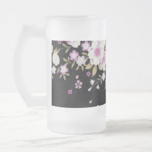 Kaskadierende rosa Blume Mattglas Bierglas