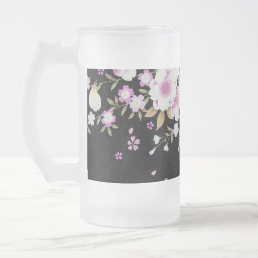 Kaskadierende rosa Blume Mattglas Bierglas (Links)