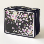 Kaskadierende rosa Blume Metall Lunch Box (Rückseite)