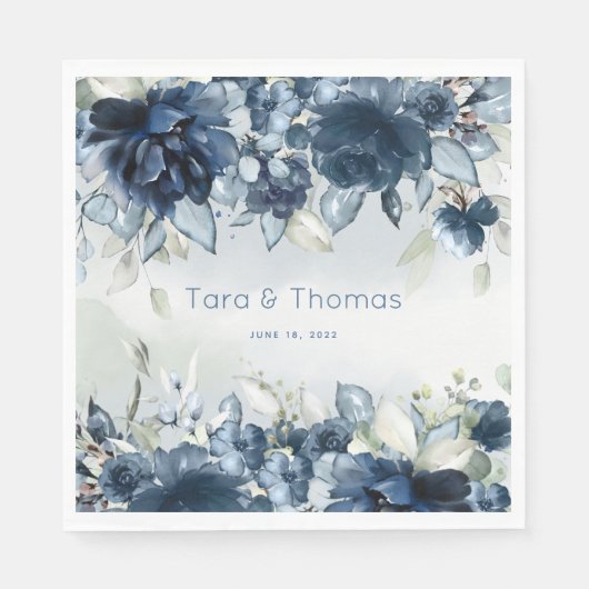 Kaskadierende Rose auf dem 6 Zoll großen Platz Serviette (Vorderseite)