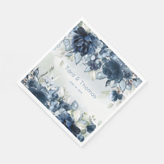 Kaskadierende Rose auf dem 6 Zoll großen Platz Serviette (Ecke)