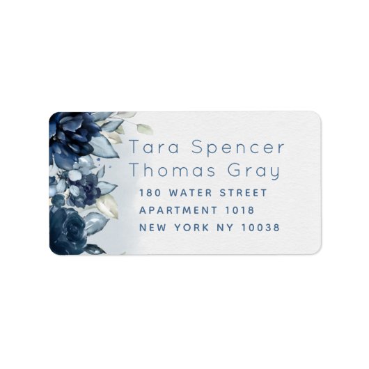 Kaskadierende Rose Hochzeitstich RSVP Rückgabeumsc Adressaufkleber (Vorne)