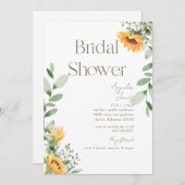 Kaskadierende Sonnenblumen Grünes Brautparty Einladung (Vorne/Hinten)