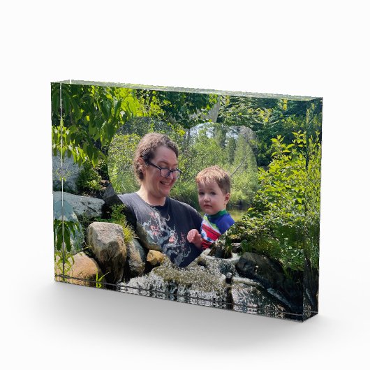 Kaskadierende Waldwasserfall-Pflanzenvorlage Fotoblock (Rechts)