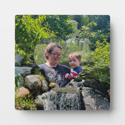 Kaskadierende Waldwasserfall-Pflanzenvorlage Fotoplatte (Vorderseite)