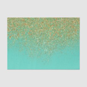 Kaskadierender Gold Glitter & Türkis Aqua Glam Tre Seidenpapier