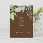 Kaskadierendes Eukalyptus Brown-Brautparty Einladung (Stehend Vorderseite)