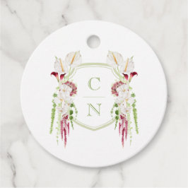 Kaskadierendes florales Monogrammwappen Hochzeit Geschenkanhänger