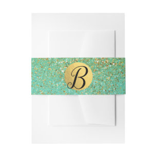 Kaskadierendes Gold Glitter & Türkis Aqua Glam Par Einladungsbanderole