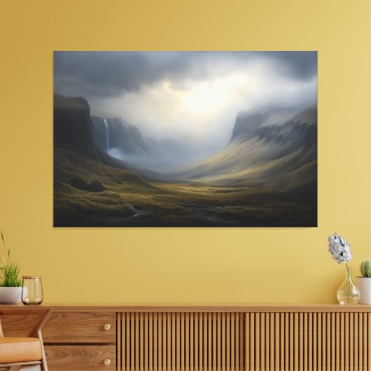 Kaskadierendes Licht: Wasserfall Landschaft Leinwanddruck (Insitu (Wohnzimmer))