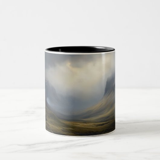 Kaskadierendes Licht: Wasserfall Landschaft Zweifarbige Tasse (Mittel)