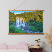 Kaskadierendes Wasserfall üppiger Wald Landschaft Wandteppich Mit Holzrahmen (Schlafzimmer)