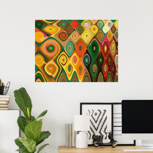 Kaskadierte Coole Abstrakte Kunst-Fraktal Poster (Heimbüro)