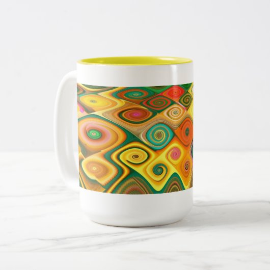 Kaskadierte Coole Abstrakte Kunst-Fraktal Zweifarbige Tasse (Vorderseite Links)