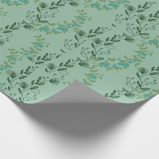 Kaskadierung von Grünem Blume Geschenkpapier (Ecke)