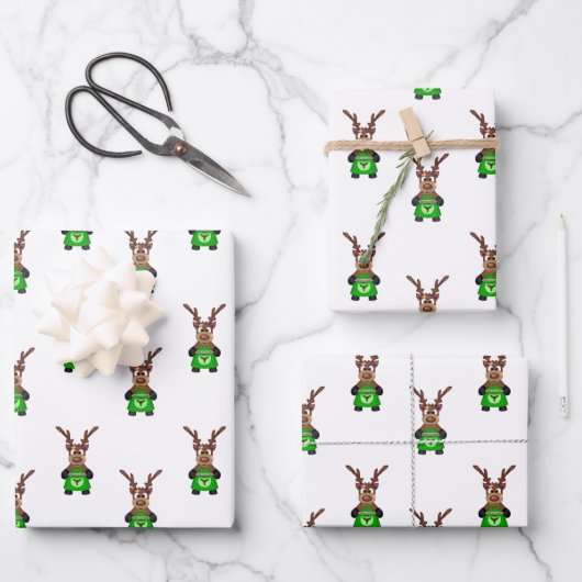 Kasky Niedlich Weihnachtsbaum Rentier Backkuchen Geschenkpapier Set (Vorderseite)