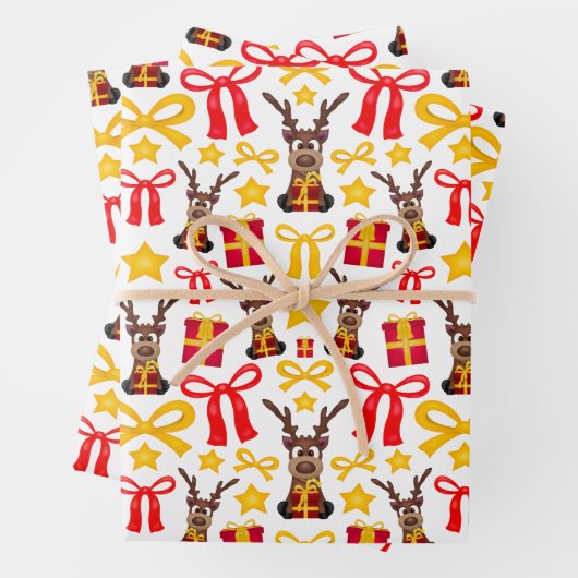 Kasky Niedlicher Weihnachtsbaum mit roter Prägung Geschenkpapier Set (Beispiel)