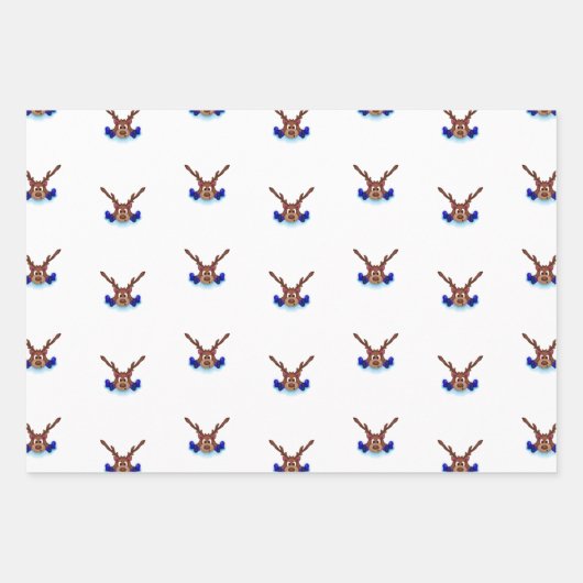 Kasky Niedlicher Weihnachtsmann auf Blue Ice Skate Geschenkpapier Set (Vorderseite 3)