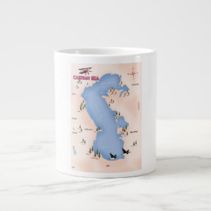Kaspisches Meer Vintage Style Karte Reiseplakat Jumbo-Tasse