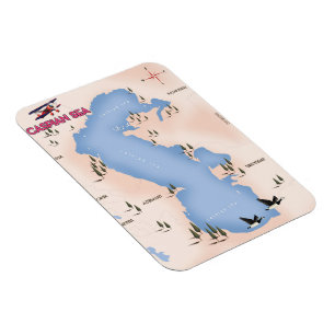 Kaspisches Meer Vintage Style Karte Reiseplakat Magnet