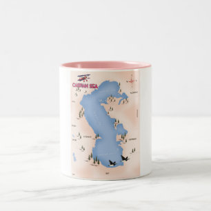 Kaspisches Meer Vintage Style Karte Reiseposter Zweifarbige Tasse