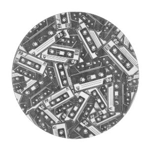 Kassette Band: Monochromes Vintage-Muster Schneidebrett