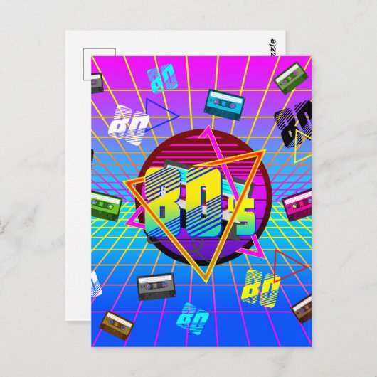 Kassette der 80er Jahre, alte Schule Postkarte (Vorne/Hinten)