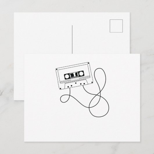 Kassette mit Bandsalat Postkarte (Vorne/Hinten)