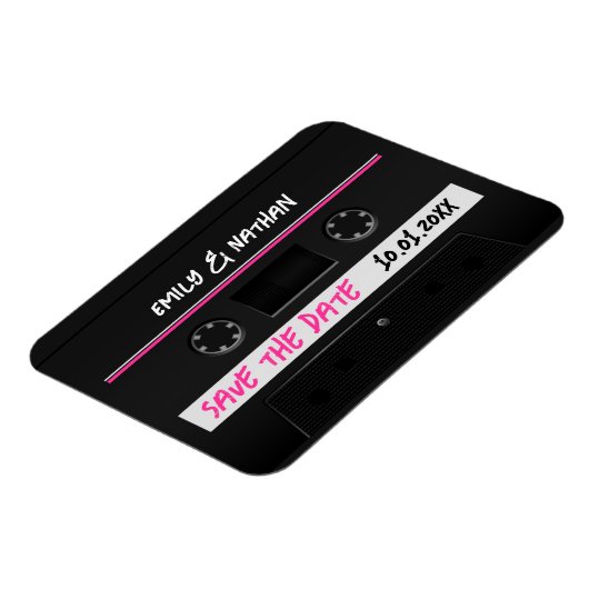Kassette Mix-Band-Retro Save the Date Cool Magnet (Linke Seite)
