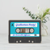 Kassette-Tape-Graduationspartei für den Retro-80er Einladung (Stehend Vorderseite)