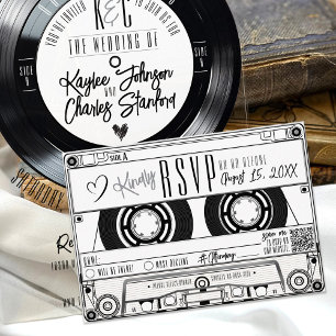 Kassette Tape Record Weiße Hochzeits Einladung RSV