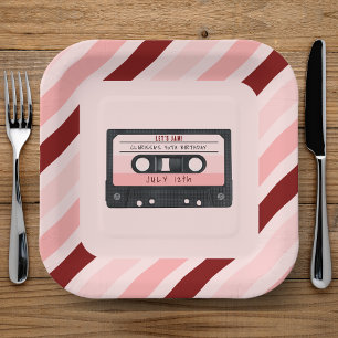 Kassette Tape Rosa Retro Geburtstagsparty Pappteller