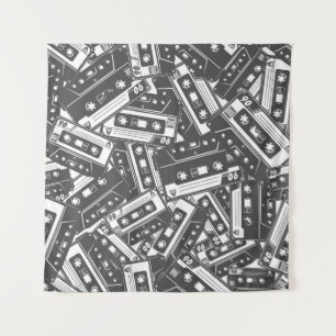 Kassette Tonband: Monochromes Vintage-Muster Wandteppich