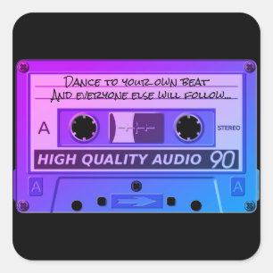 Kassetten-Band-blaue Kunst cool Quadratischer Aufkleber