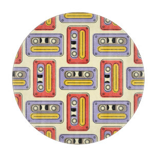 Kassetten für Retro: nahtloses Muster. Schneidebrett