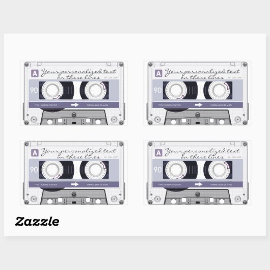 Kassettenband - grau - rechteckiger aufkleber (Blatt)