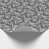 Kassettenband: Monochrome Vintage Muster Geschenkpapier (Ecke)