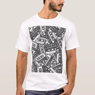 Kassettenband: Monochrome Vintage Muster T-Shirt