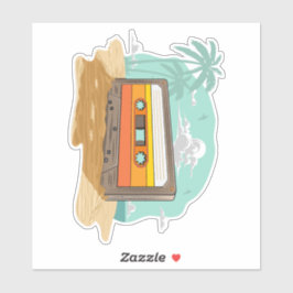 Kassettenband Retro 80er auf dem Beach Rewind Aufkleber