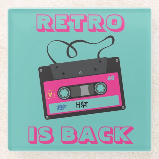 Kassettenband Retro 80er Jahre Groovy Music Glasuntersetzer (Vorderseite)