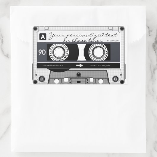 Kassettenband - schwarz - rechteckiger aufkleber (Tasche)