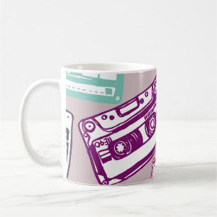 Kassettenrekorder, handgezeichnet Muster. Kaffeetasse