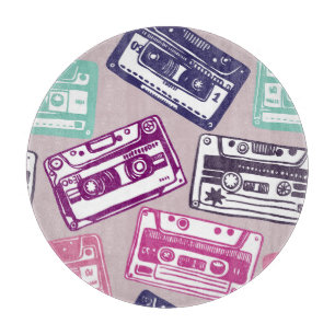 Kassettenrekorder, handgezeichnet Muster. Schneidebrett