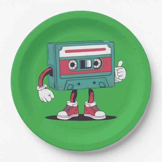 Kassettenrekorder Pappteller (Vorderseite)