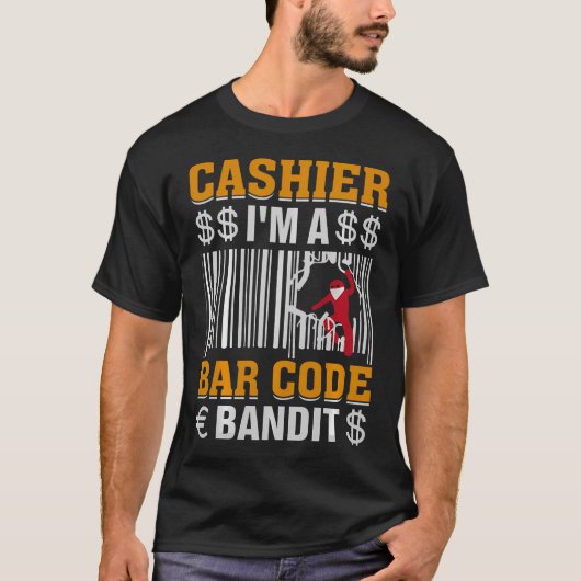 Kassierer In Einem Barcode Bandit T-Shirt (Vorderseite)