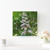 Kastanie-Blume Quadratische Wanduhr (Zuhause)