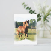 Kastanie Galloping Pferd Postkarte (Stehend Vorderseite)