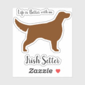 Kastanie Irish Setter Dog Silhouette Vinyl Sticker (Blatt)
